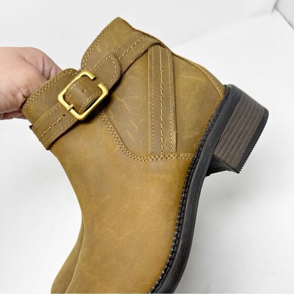Clarks Brown Leather Ankle Boot Nubuck Leather Size 8.5 - Picture 5 of 9